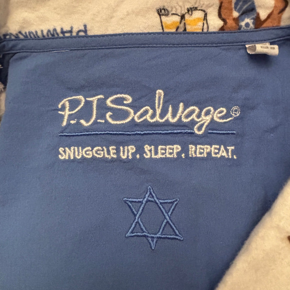 P.J. Salvage Loungewear Flannels Pajama Pj Set Happy Pawnukkah Print Size Medium - Picture 9 of 13